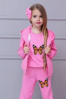 Girl's Butterfly Printed Hoodie 4-Pack Pink Tracksuit Set 100344678