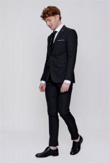 Men's Black Martin Vest Jacquard Slim Fit Slim Fit 6 Drop Suit 100351278