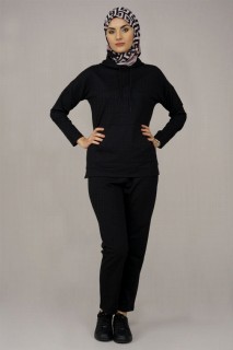 Woman Clothing - Women's Kangaroo Pocket Tracksuit Set 100325521 - Turkey