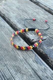 Bracelet - Bracelet pour homme en pierre naturelle hématite macramé couleur jaune rouge noir 100328035 - Turkey