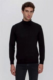 Fisherman's Sweater - Schwarzer Basic Dynamic Fit Relaxed Fit Full Rollkragen-Strickpullover für Herren 100345147 - Turkey