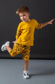 Baby Boy Tiger Printed Yellow Shorts Set 100326787