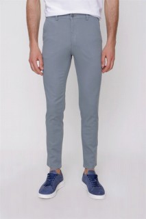 pants - Men's Gray Cotton Side Pocket Slim Fit Slim Fit Trousers 100350870 - Turkey