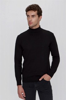 Men Black Basic Dynamic Fit Half Fisherman Knitwear Sweater 100345096