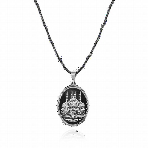 Mosque Motif Silver Necklace 100348251