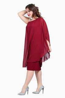 Short evening dress - Plus Size Chiffon One Sided Strap Dress 100276109 - Turkey
