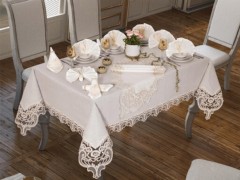 Table Cover Set - Elif Table Cloth 26 Pieces Cream 100260099 - Turkey