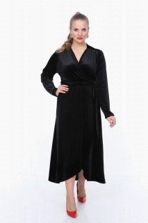 Evening Cloths - Plus Size Long Velvet Dress 100276366 - Turkey