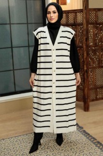 Vest - Ecru Hijab Knitwear Vest 100344898 - Turkey