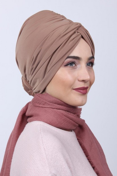 Woman Bonnet & Turban - Bidirectional Rose Knot Bonnet Tan 100284856 - Turkey
