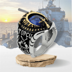 Naval Forces Command Petty Officer Silver Ring Blue 100348083