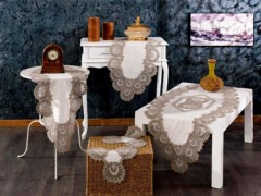 Living room Table Set - Ensemble de salon 5 pièces en velours côtelé Crème Cappucino 100344864 - Turkey