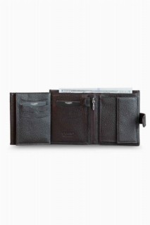 Multi-Compartment Flip Vertical Brown Leather Men's Wallet 100346268