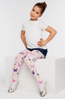 Girl's Butterfly Printed Thin White Tights 100327327