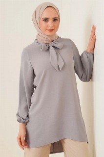 Tunic - Women's Collar Belted Ayrobin Tunic 100342656 - Turkey
