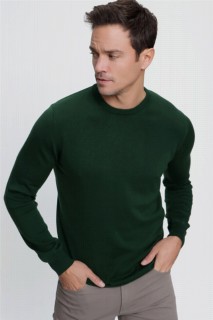Men Clothing - Herren Khaki Dynamic Fit Basic Strickpullover mit Rundhalsausschnitt 100345144 - Turkey