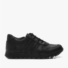 Genuine Leather Black Sports School Shoes with Zip for Boys 100278803