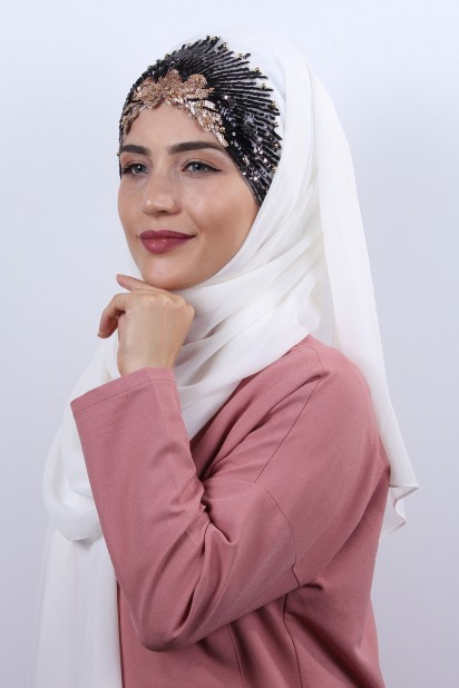 Ready to wear Hijab-Shawl - Design Princesse Châle Ecru - Turkey