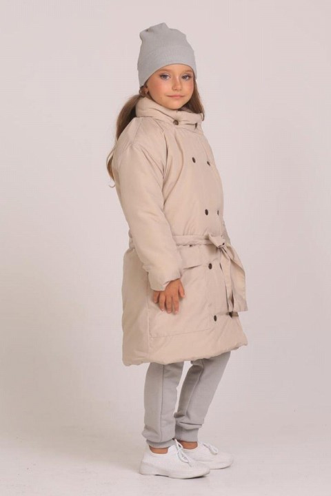 Girl's New Model Beige Coat Tracksuit 100326883