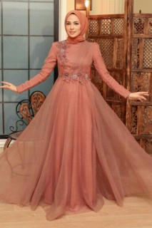 Wedding & Evening - Sunuff Farbiges Hijab-Abendkleid 100341577 - Turkey