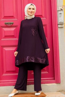 Cloth set - Purple Hijab Suit Dress 100336433 - Turkey