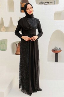 Evening & Party Dresses - Black Hijab Evening Dress 100339575 - Turkey
