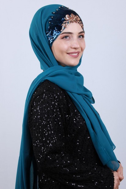 Woman Hijab & Scarf - Design Princesse Châle Noir - Turkey