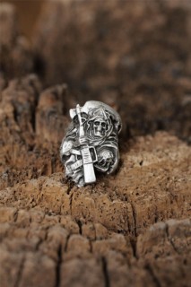 Silver Rings 925 - Adjustable Grim Reaper Design Men's Ring 100319088 - Turkey