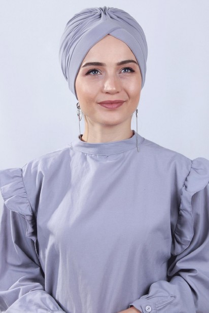 Woman Bonnet & Turban - Bonnet Nevrulu Double Face Gris - Turkey