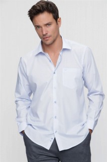 Men Clothing - Men's Light Blue Regular Fit Comfy Cut Solid Collar Long Sleeve Shirt 100351319 - Turkey