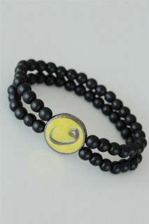 Bracelet - Vav figuré jaune couleur Design métal accessoire double rangée onyx pierre naturelle bracelet pour homme 100318640 - Turkey