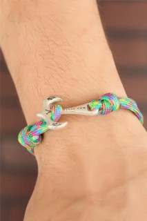 Colorful Patterned Metal Anchor Men's Bracelet 100318452