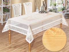 Venessi Knitted Panel Pattern Table Cloth Gold 100258006