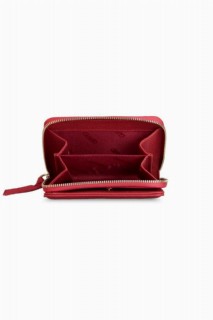 Matte Red Coin Genuine Leather Women's Wallet 100346258