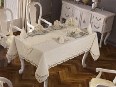 Table Cover Set - Sultanate Table Cloth 26 Pieces Cream 100258513 - Turkey