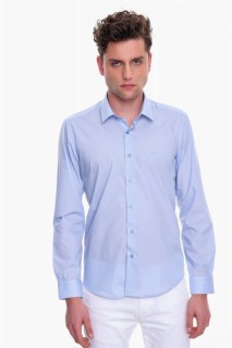 Men Clothing - Men's Ice Blue Basic Slim Fit Slim Fit Solid Collar Long Sleeve Shirt 100351138 - Turkey