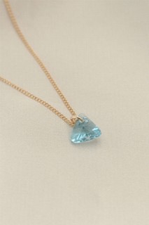 Necklaces - Minimal Blue Crystal Stone Necklace 100319760 - Turkey