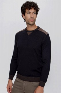 Knitwear - Men's Navy Blue Trend Dynamic Fit Loose Cut Crew Neck Knitwear Sweater 100345161 - Turkey