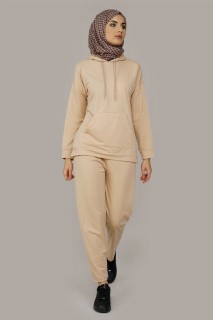 Pajamas - Women's Kangaroo Pocket Tracksuit Set 100325524 - Turkey