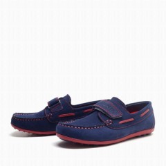 Genuine Leather Navy Blue Casual Sailor School Shoes for Boys 100278792