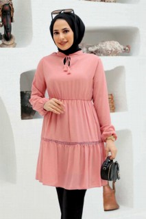 Clothes - Powder Pink Hijab Tunic 100339932 - Turkey