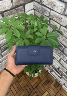 Bags - Matte Navy Blue Zippered and Leather Pleated Hand Portfolio 100345753 - Turkey