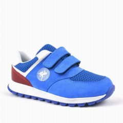 Kids - Chaussures de sport anatomiques en cuir véritable bleu Velcro pour garçons 100278810 - Turkey