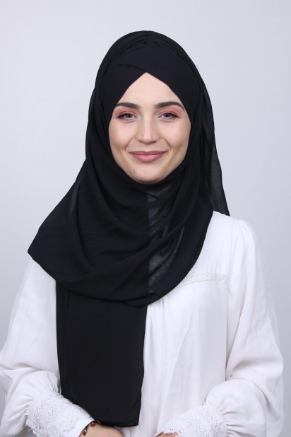 Ready to wear Hijab-Shawl - Bonnet Châle Noir - Turkey