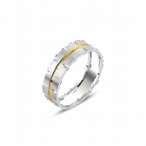 Wedding Ring - 925 Sterling Silver Wedding Ring With Sliver Motif in the Middle 100347011 - Turkey