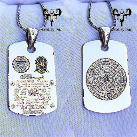 Men - Written Double Sided Silver Necklace 100348181 - Turkey
