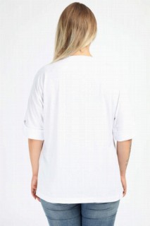 Angelino Large Size V Neck Double Sleeve T-Shirt 100276548