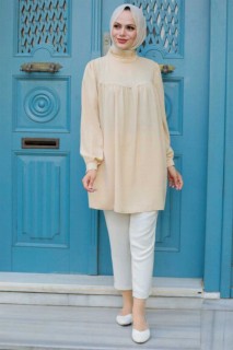 Clothes - Beige Hijab-Tunika 100338141 - Turkey