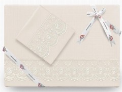 Bedding - French Lace Kure Single Duvet Cover Set 4 Pieces Cream 100330409 - Turkey