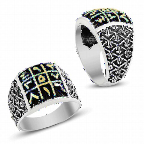 Men - Ebced Calculated Motif Sterling Silver Men's Ring 100349029 - Turkey